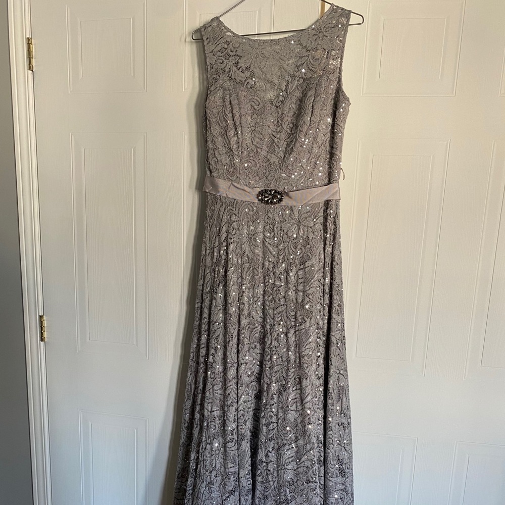 Elegant LAURA Long Silver Dress